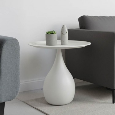 Βοηθητικό τραπέζι Samino μέταλλο σε κρεμ απόχρωση Φ39x42εκ Υλικό: METAL 128-000062