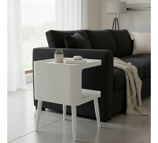 Βοηθητικό τραπέζι Cubino μέταλλο σε κρεμ απόχρωση 35x35x50εκ Υλικό: METAL 128-000066