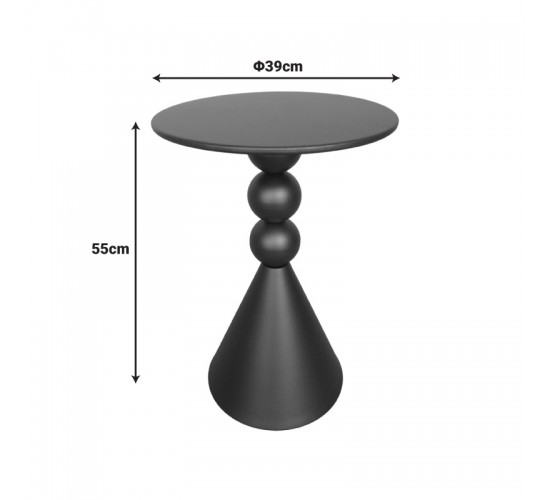 Βοηθητικό τραπέζι Bilane μέταλλο σε μαύρη απόχρωση Φ39x55εκ Υλικό: METAL 128-000067