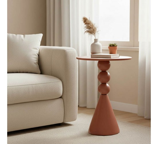 Βοηθητικό τραπέζι Bilane μέταλλο σε terracotta απόχρωση Φ39x55εκ Υλικό: METAL 128-000068