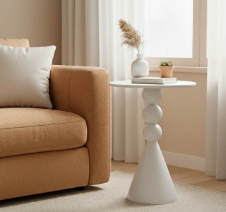 Βοηθητικό τραπέζι Bilane μέταλλο σε κρεμ απόχρωση Φ39x60εκ Υλικό: METAL 128-000069