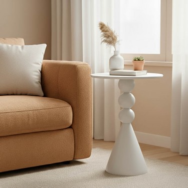 Βοηθητικό τραπέζι Bilane μέταλλο σε κρεμ απόχρωση Φ39x60εκ Υλικό: METAL 128-000069