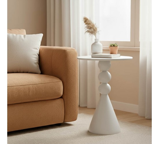 Βοηθητικό τραπέζι Bilane μέταλλο σε κρεμ απόχρωση Φ39x55εκ Υλικό: METAL 128-000069