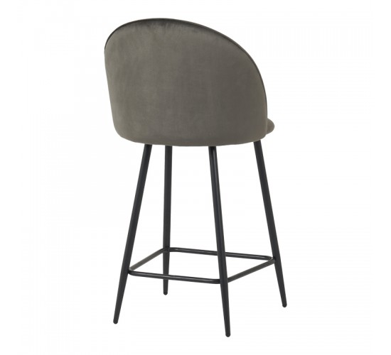 Σκαμπό μπαρ μεσαίου ύψους Perch βελούδο σε ανθρακί απόχρωση με μαύρα μεταλλικά πόδια 50x43x99εκ Υλικό: VELVET - METAL 128-000071