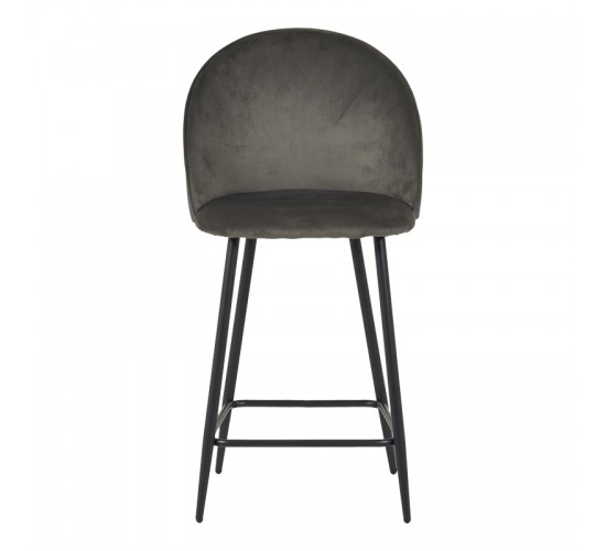 Σκαμπό μπαρ μεσαίου ύψους Perch βελούδο σε ανθρακί απόχρωση με μαύρα μεταλλικά πόδια 50x43x99εκ Υλικό: VELVET - METAL 128-000071