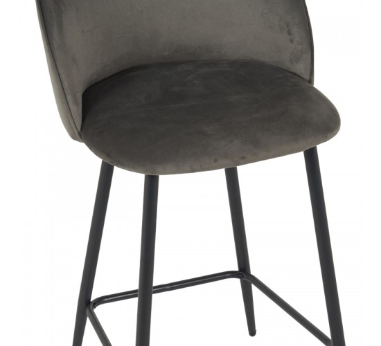 Σκαμπό μπαρ μεσαίου ύψους Perch βελούδο σε ανθρακί απόχρωση με μαύρα μεταλλικά πόδια 50x43x99εκ Υλικό: VELVET - METAL 128-000071