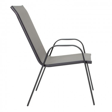 Πολυθρόνα Calan μέταλλο μαύρο-textilene μαύρο 54x74x91εκ Υλικό: TEXTILENE - METAL 42x14MM 130-000009