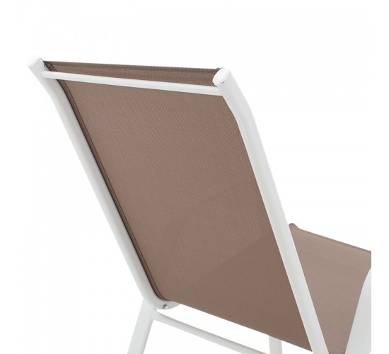 Πολυθρόνα Calan μέταλλο λευκό-textilene καφέ 54x74x91εκ Υλικό: TEXTILENE - METAL 42x14MM 130-000010