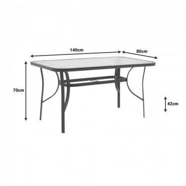 Τραπέζι Ensure μέταλλο καφέ-γυαλί 140x80x70εκ Υλικό: METAL D: 24MM - GLASS 130-000020