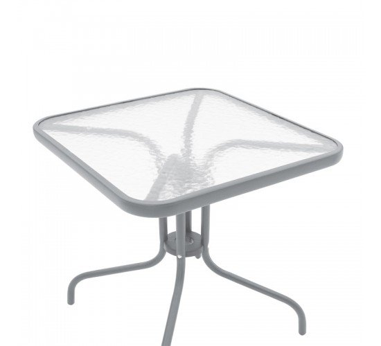 Τραπέζι κήπου Watson μέταλλο γκρι-γυαλί 80x80x70εκ Υλικό: METAL-GLASS 130-000029
