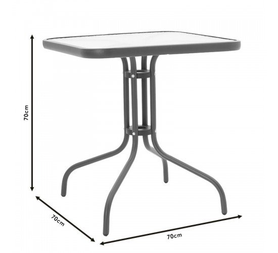 Τραπέζι Watson μέταλλο ανθρακί-γυαλί 70x70x70εκ Υλικό: METAL-WATER WAVE TEMPERED GLASS 130-000033
