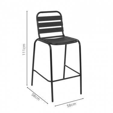 Σκαμπό μπαρ Sussie μαύρο μέταλλο με φέτες αλουμινίου 58x58x111εκ Υλικό: ALUMINIUM. STEEL. TUBE 24 130-000056