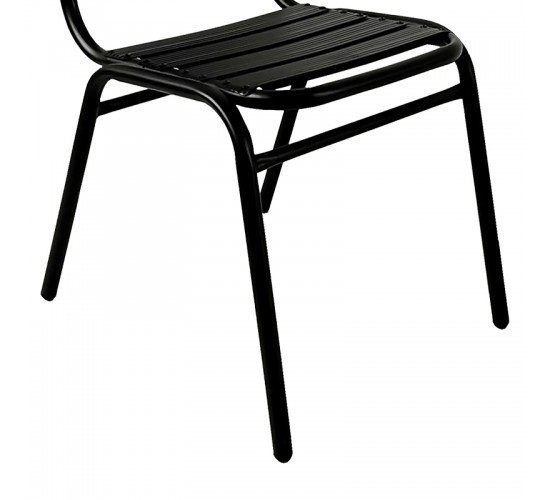 Καρέκλα Sussie στοιβαζόμενη μαύρο μέταλλο με φέτες αλουμινίου 45x62x76εκ Υλικό: ALUMINIUM. STEEL. TUBE 24 130-000057