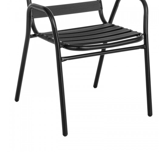 Πολυθρόνα Sussie στοιβαζόμενη μαύρο μέταλλο με φέτες αλουμινίου 45x62x76εκ Υλικό: ALUMINIUM. STEEL. TUBE 24 130-000058