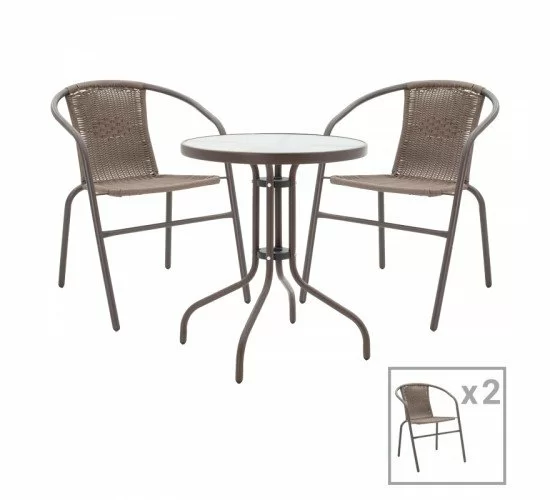 Tραπεζαρία Obbi-Watson σετ 3τεμ καφέ μέταλλο-pe 60x60x70εκ Υλικό: METAL - PE RATtAN 130-000086 Tραπεζαρία Obbi-Watson σετ 3τεμ καφέ μέταλλο-pe 60x60x70εκ Υλικό: METAL - PE RATtAN 130-000086
