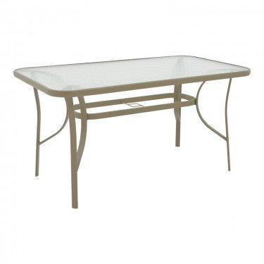 Τραπέζι Ensure μέταλλο σαμπανιζέ-γυαλί 140x80x70εκ Υλικό: METAL D: 24MM - GLASS 130-000097