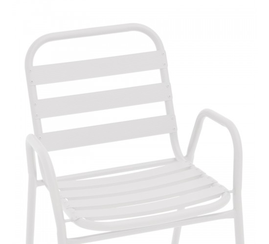 Πολυθρόνα Sussie στοιβαζόμενη λευκό μέταλλο με φέτες αλουμινίου 45x62x76εκ Υλικό: ALUMINIUM. STEEL. TUBE 24 130-000100