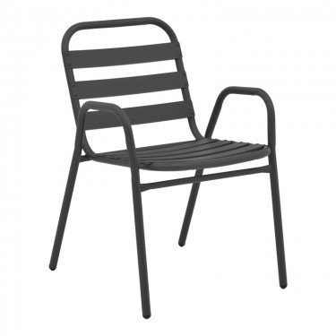 Πολυθρόνα Sussie στοιβαζόμενη ανθρακί μέταλλο με φέτες αλουμινίου 45x62x76εκ Υλικό: ALUMINIUM. STEEL. TUBE 24 130-000101