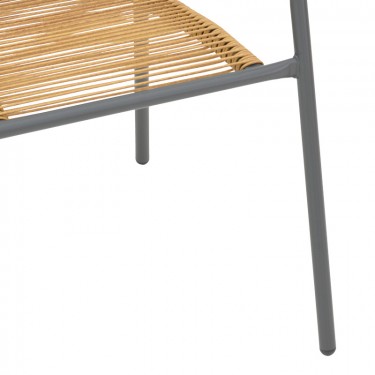 Πολυθρόνα Lindaria στοιβαζόμενη μέταλλο σε ανθρακί και pe rattan σε φυσική απόχρωση 54x63x74εκ Υλικό: STEEL TUBE 24x0.8mm - PE RATTAN 130-000115