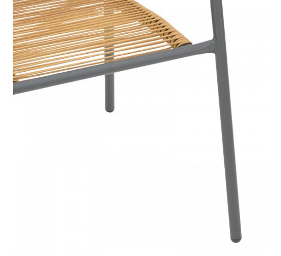 Πολυθρόνα Lindaria στοιβαζόμενη μέταλλο σε ανθρακί και pe rattan σε φυσική απόχρωση 54x63x74εκ Υλικό: STEEL TUBE 24x0.8mm - PE RATTAN 130-000115