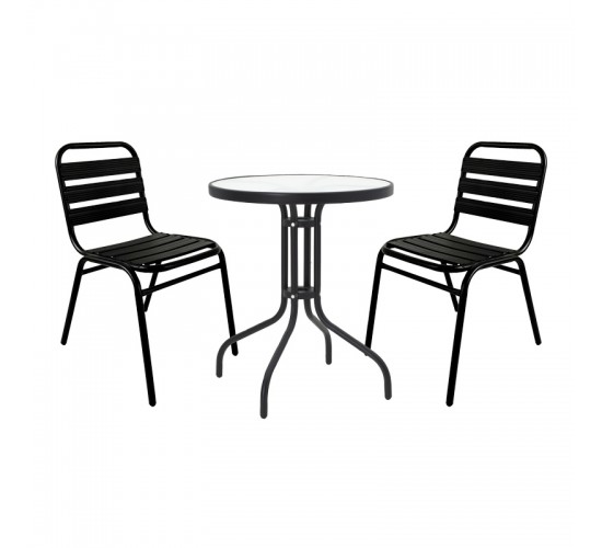 Τραπεζαρία Sussie- Watson σετ 3τεμ μέταλλο μαύρο-γυαλί Φ60x70εκ Υλικό: METAL-GLASS 130-000117