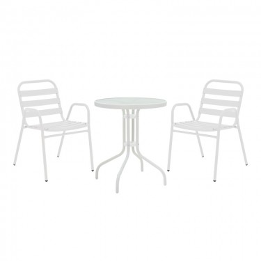 Τραπεζαρία Watson-Sussie σετ 3τεμ μέταλλο λευκό-γυαλί Φ60x70εκ Υλικό: METAL-GLASS 130-000123