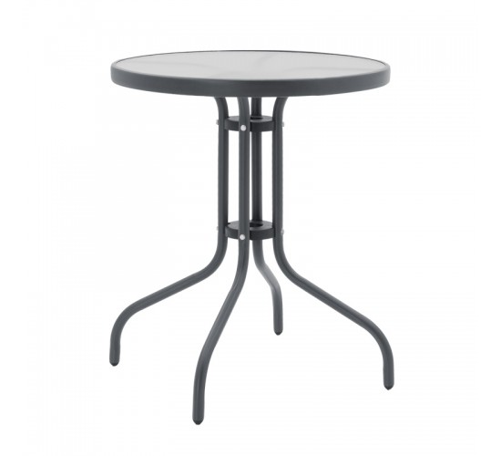 Tραπεζαρία Watson-Sussie σετ 3τεμ μέταλλο ανθρακί-γυαλί Φ60x70εκ Υλικό: METAL - GLASS - pe rattan 130-000131