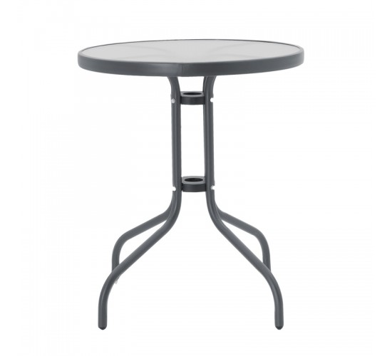 Tραπεζαρία Watson-Tade σετ 3τεμ μέταλλο ανθρακί-γυαλί Φ60x70εκ Υλικό: METAL - GLASS - pe rattan 130-000132