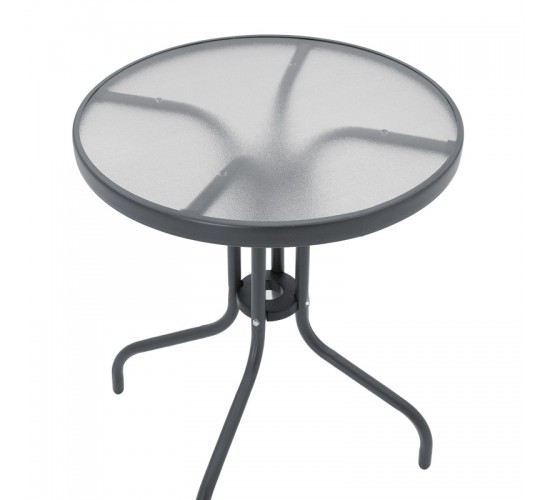 Tραπεζαρία Watson-Tade σετ 3τεμ μέταλλο ανθρακί-γυαλί Φ60x70εκ Υλικό: METAL - GLASS - pe rattan 130-000132
