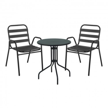 Τραπεζαρία Vergo-Sussie 3τεμ μαύρο μέταλλο Φ60x70εκ Υλικό: 1MM THICKNESS STEEL. STEEL TUBE 22x0.9mm 130-000139