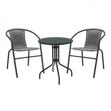 Τραπεζαρία Vergo-Obbi 3τεμ μαύρο μέταλλο Φ60x70εκ Υλικό: 1MM THICKNESS STEEL. STEEL TUBE 22x0.9mm 130-000140