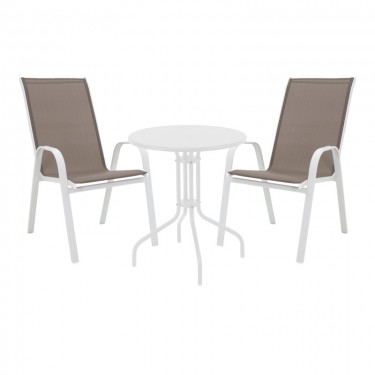 Τραπεζαρία Vergo-Calan 3τεμ λευκό μέταλλο Φ60x70εκ Υλικό: 1MM THICKNESS STEEL. STEEL TUBE 22x0.9mm 130-000142