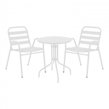 Τραπεζαρία Vergo-Sussie σετ 3τεμ λευκό μέταλλο Φ60x70εκ Υλικό: 1MM THICKNESS STEEL. STEEL TUBE 22x0.9mm 130-000143