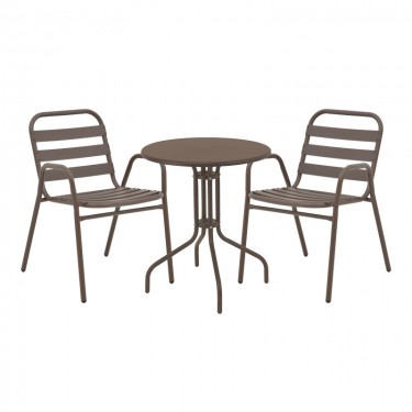 Τραπεζαρία Vergo-Sussie σετ 3 τεμ καφέ μέταλλο Φ60x70εκ Υλικό: 1MM THICKNESS STEEL. STEEL TUBE 22x0.9mm 130-000145