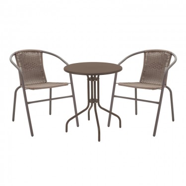 Τραπεζαρία Vergo-Obbi 3τεμ καφέ μέταλλο Φ60x70εκ Υλικό: 1MM THICKNESS STEEL. STEEL TUBE 22x0.9mm 130-000146