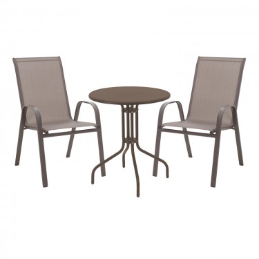 Τραπεζαρία Vergo-Calan σετ 3τεμ καφέ μέταλλο Φ60x70εκ Υλικό: 1MM THICKNESS STEEL. STEEL TUBE 22x0.9mm 130-000147