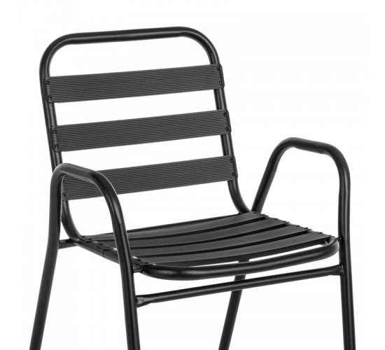 Τραπεζαρία Valor-Sussie σετ 5τεμ μέταλλο μαύρο-γυαλί 110x60x70εκ Υλικό: METAL D: 24MM - GLASS 130-000148