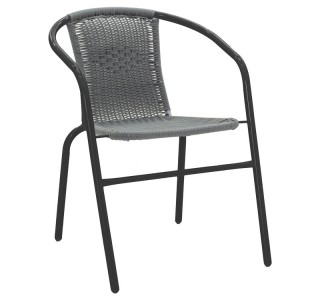 Τραπεζαρία Valor-Obbi σετ 5τεμ μέταλλο μαύρο-γυαλί-pe γκρι 110x60x70εκ Υλικό: METAL D: 24MM - GLASS 130-000149