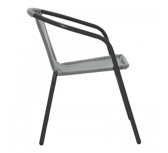 Τραπεζαρία Valor-Obbi σετ 5τεμ μέταλλο μαύρο-γυαλί-pe γκρι 110x60x70εκ Υλικό: METAL D: 24MM - GLASS 130-000149