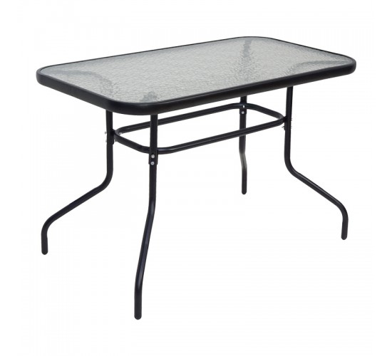 Τραπεζαρία Valor-Obbi σετ 5τεμ μέταλλο μαύρο-γυαλί-pe γκρι 110x60x70εκ Υλικό: METAL D: 24MM - GLASS 130-000149