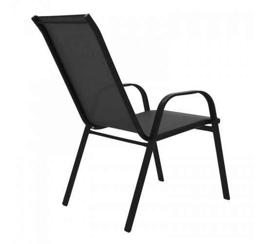 Τραπεζαρία Valor-Calan σετ 5τεμ μέταλλο μαύρο-γυαλί-textilene μαύρο 110x60x70εκ Υλικό: METAL D: 24MM - GLASS 130-000150