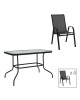 Τραπεζαρία Valor-Calan σετ 5τεμ μέταλλο μαύρο-γυαλί-textilene μαύρο 110x60x70εκ Υλικό: METAL D: 24MM - GLASS 130-000150