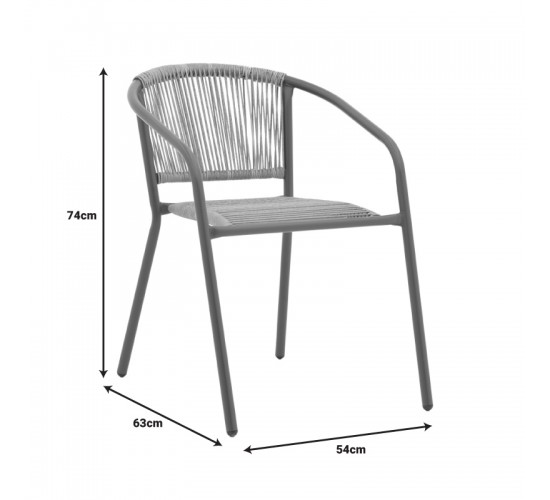 Τραπεζαρία Valor-Lindaria σετ 5τεμ μέταλλο ανθρακί-γυαλί-pe rattan 110x60x70εκ Υλικό: METAL D: 24MM - GLASS 130-000155