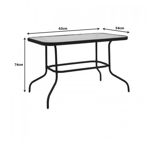 Τραπεζαρία Valor-Lindaria σετ 5τεμ μέταλλο ανθρακί-γυαλί-pe rattan 110x60x70εκ Υλικό: METAL D: 24MM - GLASS 130-000155