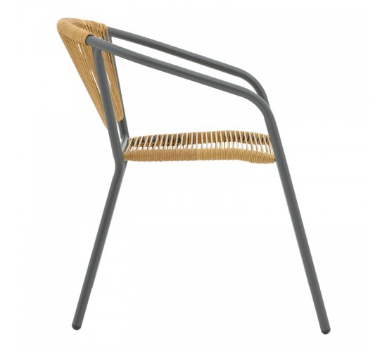 Τραπεζαρία Valor-Lindaria σετ 5τεμ μέταλλο ανθρακί-γυαλί-pe rattan σε φυσική απόχρωση 110x60x70εκ Υλικό: METAL D: 24MM - GLASS 130-000156