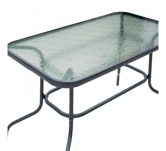 Τραπεζαρία Valor-Lindaria σετ 5τεμ μέταλλο ανθρακί-γυαλί-pe rattan σε φυσική απόχρωση 110x60x70εκ Υλικό: METAL D: 24MM - GLASS 130-000156