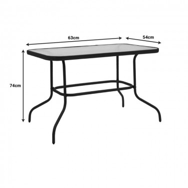 Τραπεζαρία Valor-Lindaria σετ 5τεμ μέταλλο ανθρακί-γυαλί-pe rattan σε φυσική απόχρωση 110x60x70εκ Υλικό: METAL D: 24MM - GLASS 130-000156