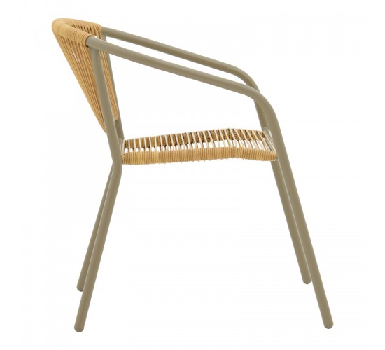 Τραπεζαρία Lindaria-Ensure 5τεμ μέταλλο-γυαλί σε σαμπανιζέ απόχρωση 140x80x70εκ Υλικό: METAL D: 24MM - GLASS 130-000158