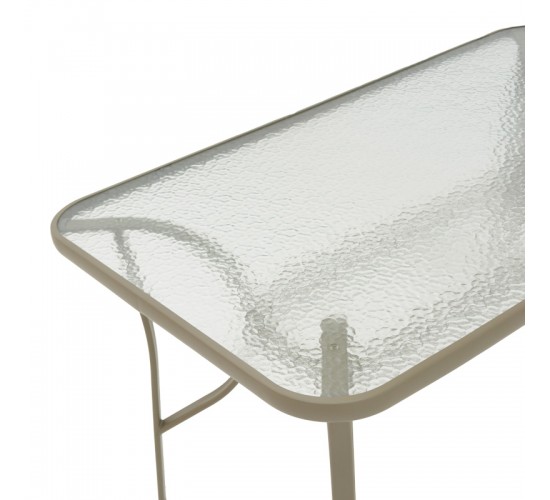 Τραπεζαρία Lindaria-Ensure 5τεμ μέταλλο-γυαλί σε σαμπανιζέ απόχρωση 140x80x70εκ Υλικό: METAL D: 24MM - GLASS 130-000158