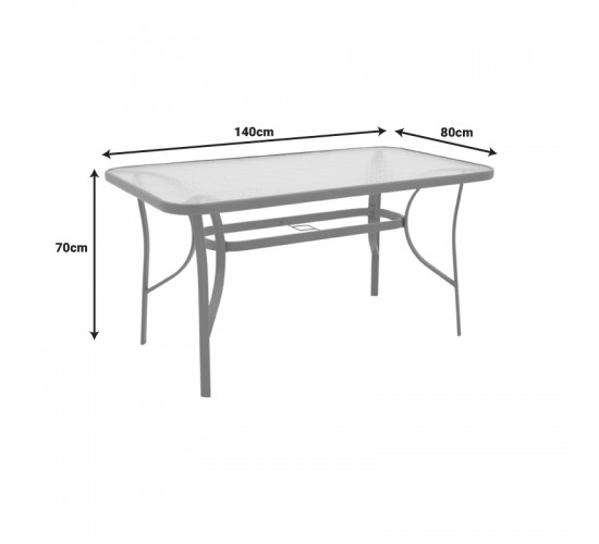 Τραπεζαρία Sussie-Ensure 5τεμ μέταλλο-γυαλί σε σαμπανιζέ απόχρωση 140x80x70εκ Υλικό: METAL D: 24MM - GLASS 130-000159